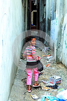 Girl with shopping bag in the street of Ramallah