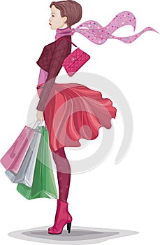 Girl with shopping bags