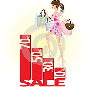 Girl shopping on sale