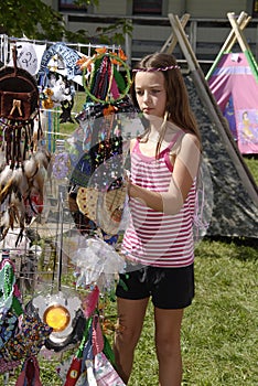 Girl shopping for souvenirs