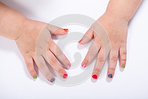 Girl Showing Colorful Nail Polish