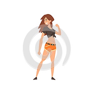 Girl showing fist, feminism, fighting, freedom, protest concept, symbol of female power and rights vector Illustration