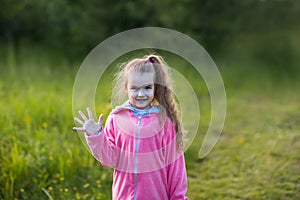 Girl showing her palm