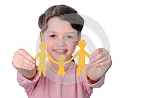 Girl showing paper chain family