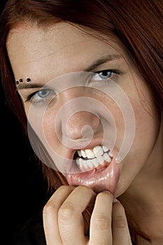 Girl showing teeth