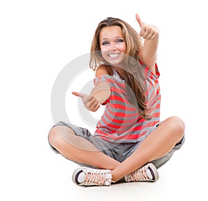 Girl showing Thumbs up