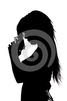 girl silhouette with guns isolated