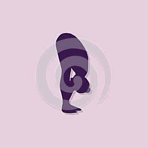 girl silhouette practising yoga in standing forward bend pose. Vector illustration decorative design