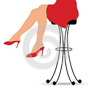Girl sitting on bar stools furniture illustration