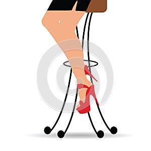 Girl sitting on bar stools furniture decor illustration