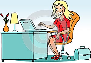 Girl sitting behind a desk