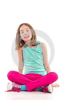 Girl sitting with legs crossed