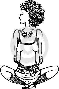 Girl sitting in the lotus position