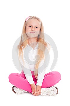 Girl sitting in the lotus position