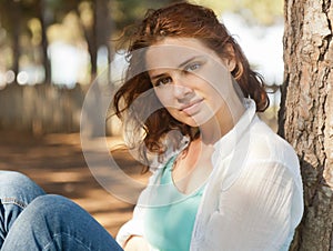 girl sitting in the park