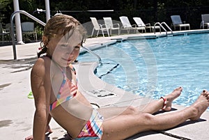 Girl Sitting on Side of Pool