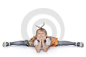 Girl sitting on twine