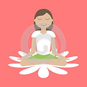 Girl Sitting in Yoga Lotus Position
