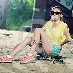 The girl on a skateboard
