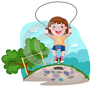 Girl skipping