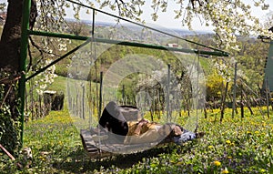 Girl Sleeping on a wineyard