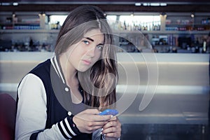 A girl with smart phone