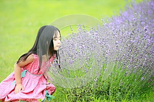 Girl smiles flowers