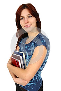 Girl smiling with books