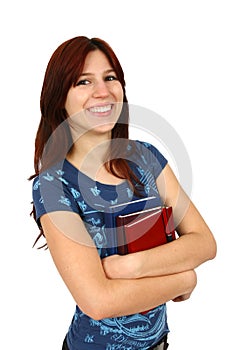 Girl smiling with books