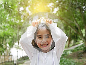 Girl smiling and happy face