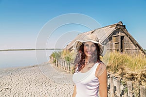 Girl smiling on tropical beach