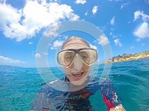 Girl Snorkeling in Hawaii