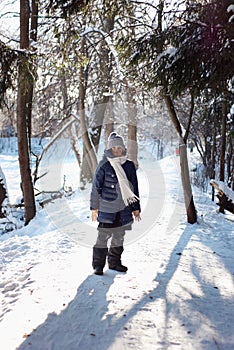 Girl in snow forest