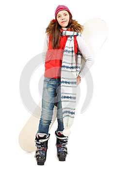 Girl with snowboard