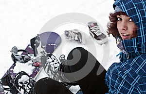 Girl with snowboard