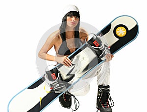 Girl with snowboard