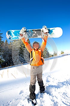Girl with snowboard
