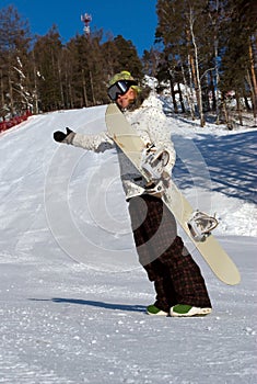 Girl with a snowboard