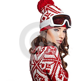 Girl snowboarding