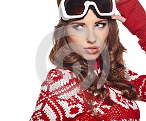 Girl snowboarding