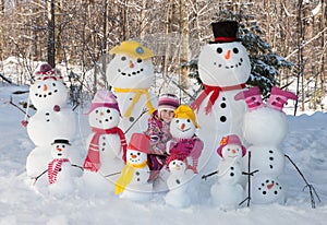 Girl with snowmen