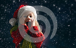 Girl on snowy background