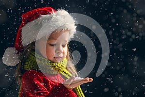 Girl on snowy background