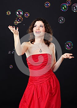 Girl with soap bubbles