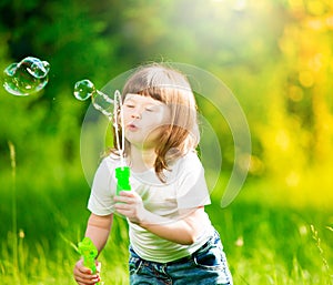 Girl, soap bubbles, fun