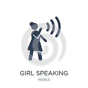 girl speaking icon in trendy design style. girl speaking icon isolated on white background. girl speaking vector icon simple and