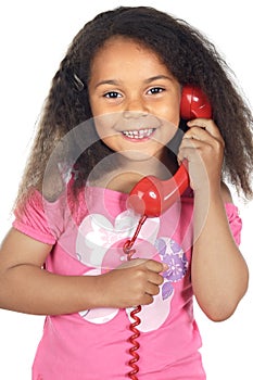 Girl speaking on the telephone