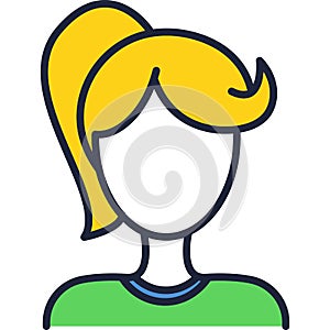 Girl sports tv news anchor vector icon on white