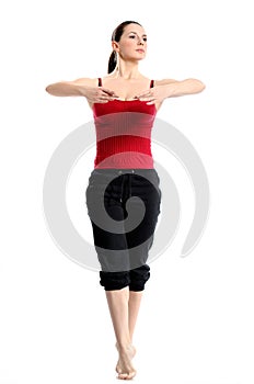 Girl in sportswear doing sport exercises