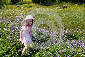 Girl in spring landscape